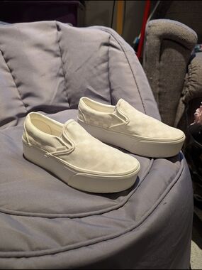 Vans Women's Slip-On Platform Sneakers in Off-White Checkerboard